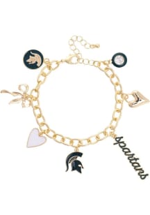 Enamel Icons Charm Michigan State Spartans Womens Bracelet - Gold