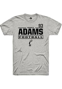 Harris Adams Cincinnati Bearcats Ash Football NIL Stacked Box Short Sleeve Player T Shirt