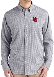 Cutter and Buck Nebraska Cornhuskers Mens Black Vault Gingham LS Woven Long Sleeve Dress Shirt