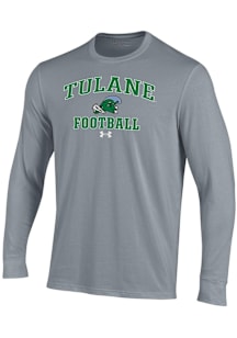 Under Armour Tulane Green Wave Grey Football Performance Long Sleeve T Shirt