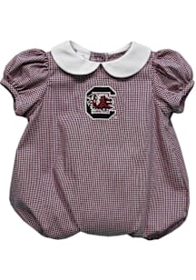 Vive La Fete South Carolina Gamecocks Baby Red Gingham Collar Short Sleeve One Piece
