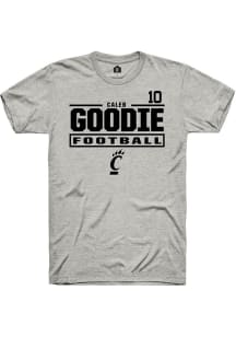 Caleb Goodie Rally Mens Ash Cincinnati Bearcats NIL Stacked Box Player T Shirt