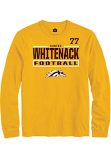Hunter Whitenack Western Michigan Broncos Gold Football NIL Stacked Box Long Sleeve Player T Shirt