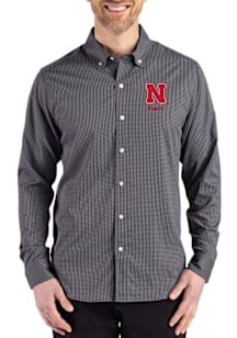 Cutter and Buck Nebraska Cornhuskers Mens Black Alumni Skyline Long Sleeve Dress Shirt