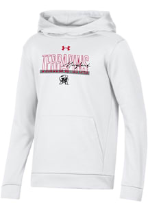 Under Armour Maryland Terrapins Girls White Team Script Long Sleeve Hooded Sweatshirt