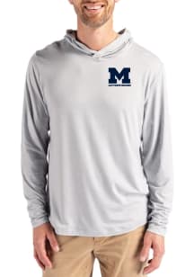Mens Michigan Wolverines Dark Grey Cutter and Buck Letterwinners M Club Coastline Eco Long Sleeve..