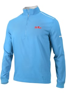 Columbia Ole Miss Rebels Mens Light Blue Heat Seal Bogey's Paradise Long Sleeve Qtr Zip Pullover