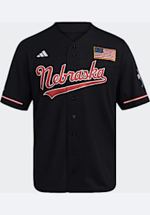 Adidas Nebraska Cornhuskers Mens Black Replica Baseball Jersey