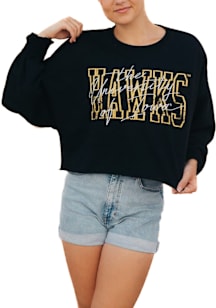Womens Iowa Hawkeyes Black Gameday Social Owen Outline LS Tee