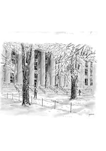 Ann Arbor Angell Hall in Winter Illustration Postcard