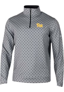 Mens Pitt Panthers Grey Columbia Heat Seal Printed Wickham Hills Qtr Zip Pullover