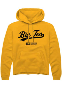 Mens Big Ten Gold Rally Script Hooded Sweatshirt