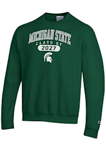 Champion Michigan State Spartans Mens Green Class of 2027 Powerblend Long Sleeve Crew Sweatshirt