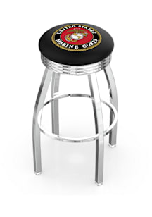 Marine Corps 3 Ring Chrome Seat Pub Stool - Silver