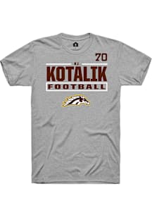 KJ Kotalik Western Michigan Broncos Grey Football NIL Stacked Box Short Sleeve Player T Shirt