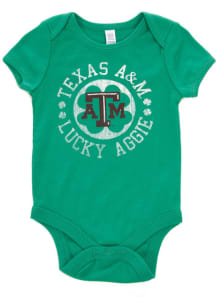 Texas A&amp;M Aggies Baby Green St. Pat Circle Short Sleeve One Piece