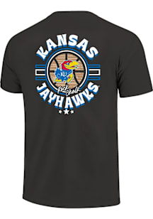 Kansas Jayhawks Graphite Textured Court Ball Short Sleeve T Shirt
