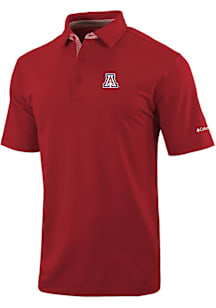 Columbia Arizona Wildcats Mens Red Heat Seal Even Lie Short Sleeve Polo