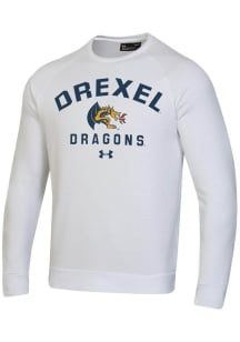 Mens Drexel Dragons White Under Armour Arch Rival Crew Sweatshirt