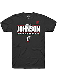 Jamari Johnson Cincinnati Bearcats Black Football NIL Stacked Box Short Sleeve Player T Shirt