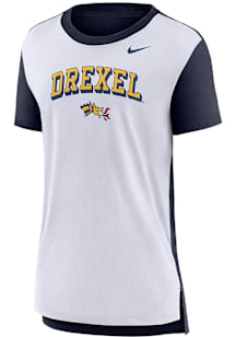 Nike Drexel Dragons Womens White Triblend Colorblock Short Sleeve T-Shirt