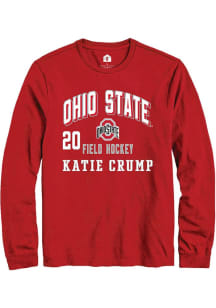 Katie Crump Mens Red Ohio State Buckeyes NIL Arch Logo Long Sleeve Player T Shirt