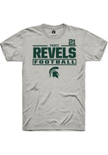 Tracy Revels Rally Mens Ash Michigan State Spartans NIL Stacked Box Player T Shirt