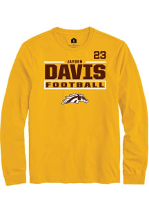 Jayden Davis Mens Gold Western Michigan Broncos NIL Stacked Box Long Sleeve Player T Shirt