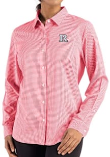 Womens Rutgers Scarlet Knights Red Cutter and Buck Epic Confidence Gingham Long Sleeve Dress Shirt