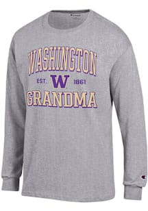 Champion Washington Huskies Grey Est. Date Grandma Jersey Long Sleeve T Shirt