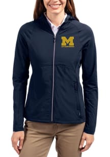 Womens Michigan Wolverines Blue Cutter and Buck Letterwinners M Club Adapt Eco Light Weight Jacket