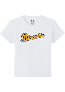 Summit Sportswear Montgomery Biscuits Youth White Alt Logo Wordmark Short Sleeve T-Shirt