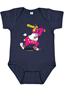Soft As A Grape Slider Cleveland Guardians Baby Navy Blue Mascot At Bat Short Sleeve One Piece