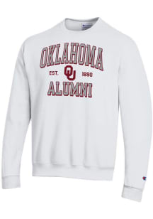 Champion Oklahoma Sooners Mens White Est Alumni Powerblend Long Sleeve Crew Sweatshirt
