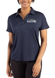 Cutter and Buck Seattle Seahawks Womens Navy Blue Coastline Short Sleeve Polo Shirt
