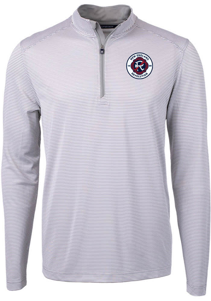 New England Revolution Mens LIGHTGREY Virtue Eco Pique Stripe Big