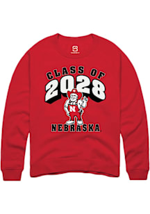 Summit Sportswear Nebraska Cornhuskers Mens Red Class of 2028 Long Sleeve Crew Sweatshirt