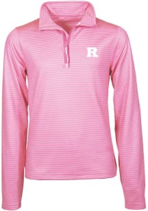 Girls Pink Rutgers Scarlet Knights Mila LS Tops Qtr Zip