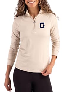 Cutter and Buck Georgetown Hoyas Womens Oatmeal Vault Coastline Qtr Zip