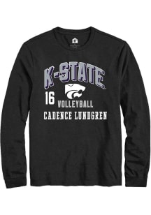 Cadence Lundgren Mens Black K-State Wildcats NIL Arch Logo Long Sleeve Player T Shirt