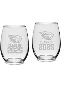 Oregon State Beavers Class of 2025 Set of 2 Stemless Wine Glass - White