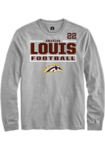Amarian Louis Western Michigan Broncos Grey Football NIL Stacked Box Long Sleeve Player T Shirt