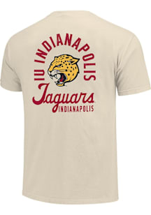 IUPUI Jaguars Ivory Mascot Overlay Short Sleeve T Shirt