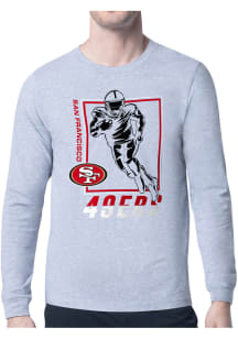 Starter San Francisco 49ers Grey Grid Long Sleeve T Shirt