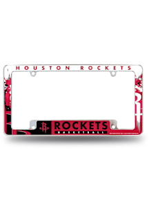Houston Rockets Primary All Over Chrome License Plate Frame - White