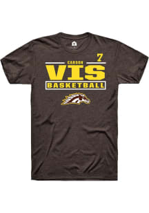 Carson Vis Rally Mens Brown Western Michigan Broncos NIL Stacked Box Player T Shirt