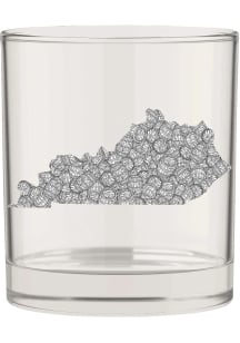 Kentucky State Shape Bourbon Barrels Rock Glass
