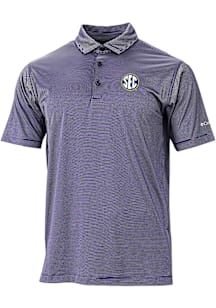 Columbia SEC Mens Purple Double Hit Short Sleeve Polo