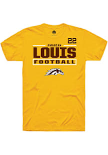 Amarian Louis Western Michigan Broncos Gold Football NIL Stacked Box Short Sleeve Player T Shirt