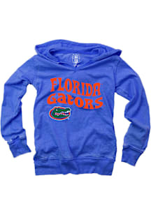 Wes and Willy Florida Gators Girls Blue Wave Font Long Sleeve Hooded Sweatshirt